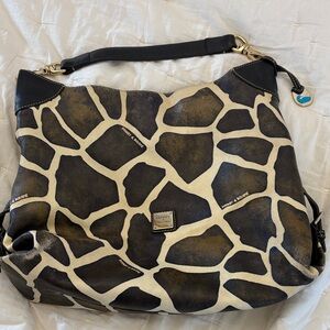 Dooney & Bourke Giraffe Print Hobo Bag - Black and Tan